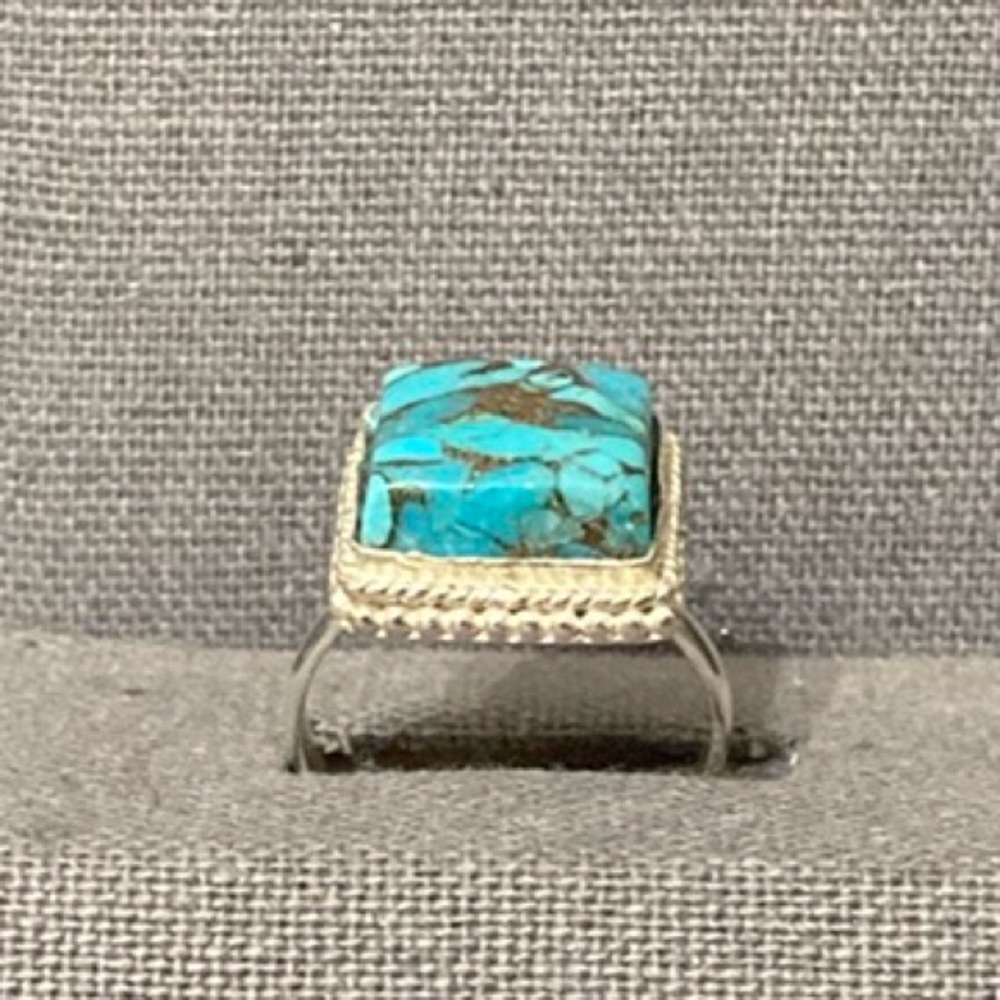 Source Unknown Turquoise And Silver Ring - image 1